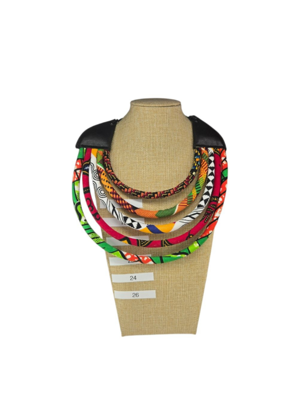 Kente Love Collar Necklace Multi-color Multistrand Rope Cloth Leather African
